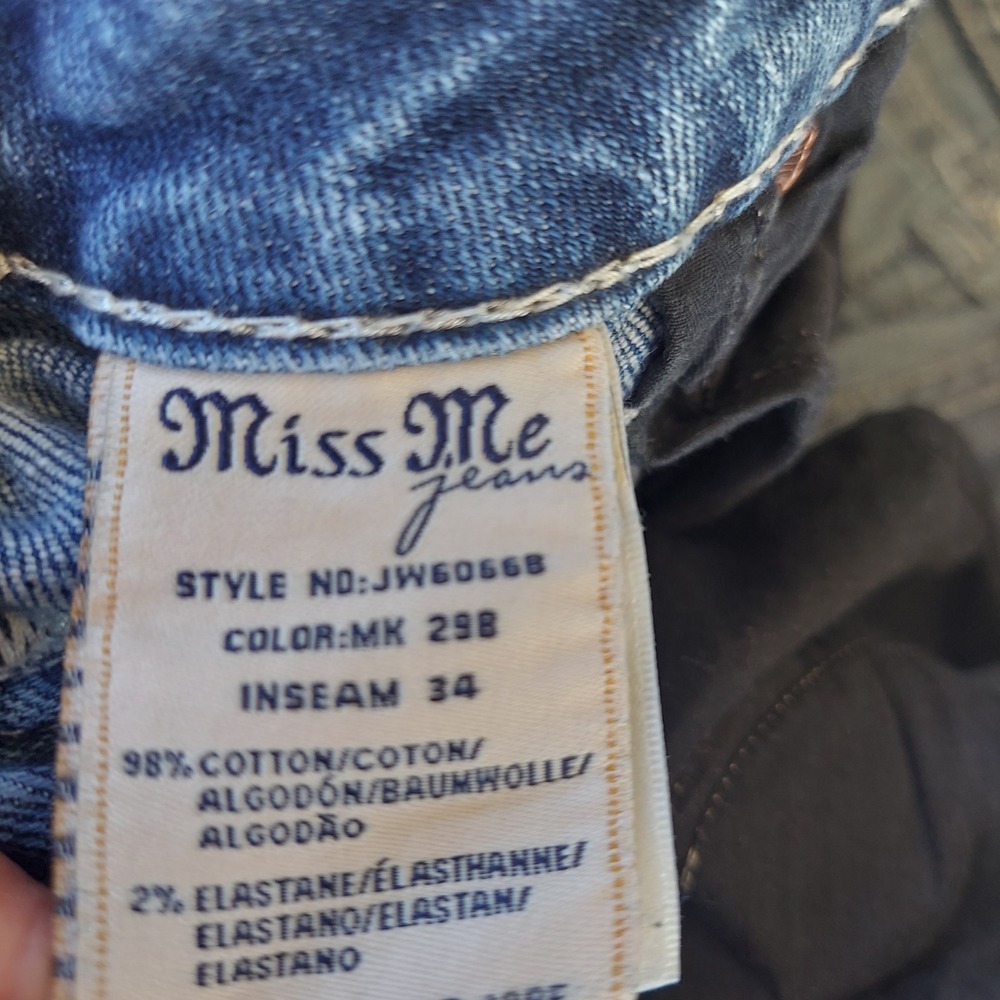 Miss Me Jeans Women 28 Blue JW6066B Bootcut Embellished Rhinestone Low Rise - Picture 3 of 6